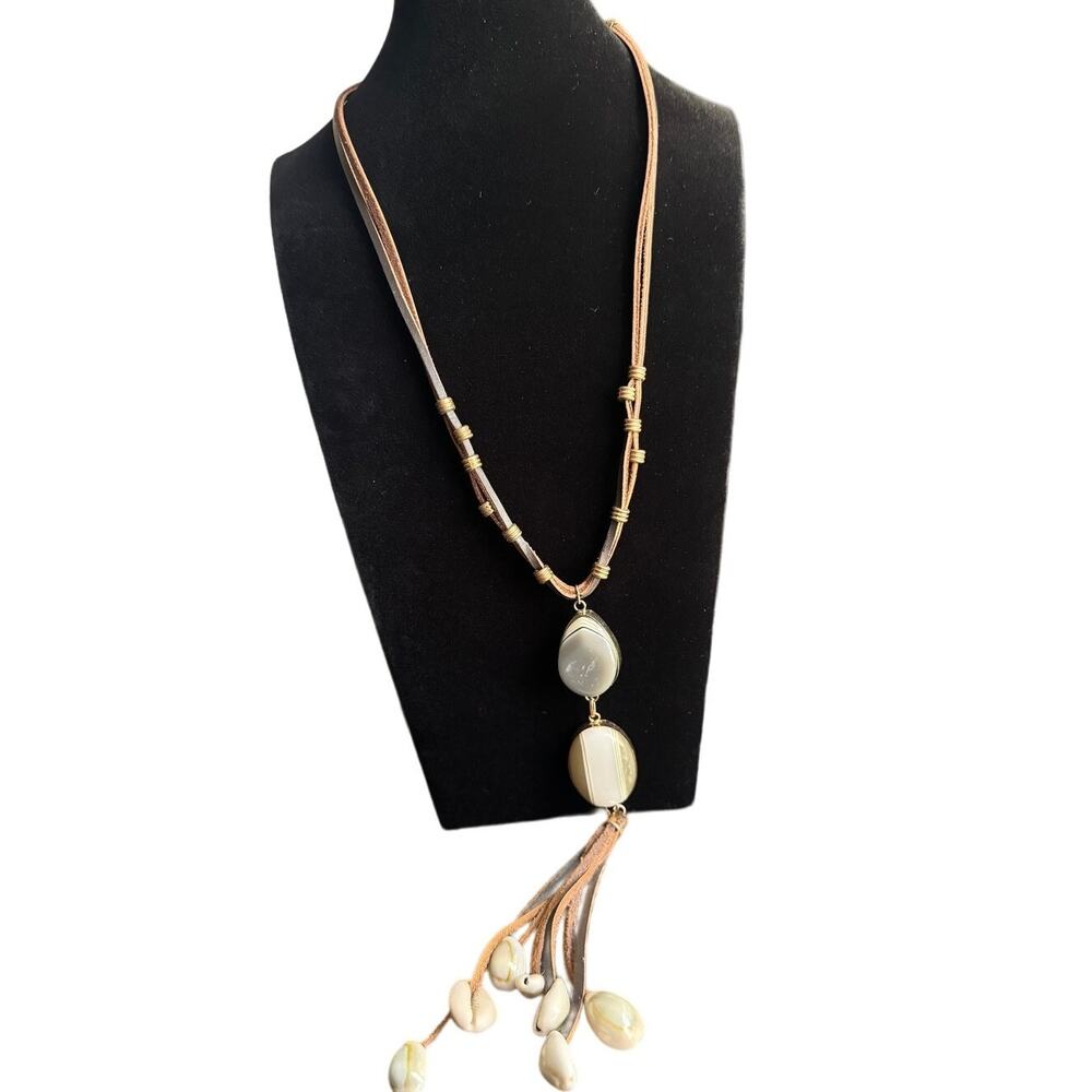 VTG Lot Of 5 Beaded Statement Necklaces One Chicos One Owl‎ Shells Brown Tones - Picture 7 of 12